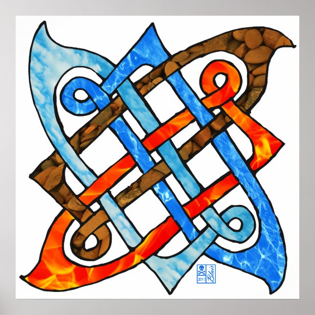 Pagan Celtic Knot Earth Air Fire Water Elements Poster (Front)