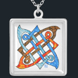 Pagan Celtic Knot Earth Air Fire Water Elements Silver Plated Necklace<br><div class="desc">Connect to the planet with this original Celtic knot of the elements design by Briana Blair. This spiritual image of a four cornered knot shows the natural elements and how they are all connected. Earth,  Air,  Fire and Water are each a piece of the knot,  all separate yet intertwined.</div>