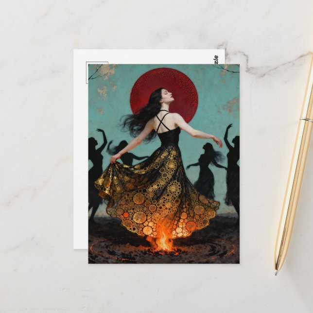 Pagan Dancing Women Postcard (Front/Back In Situ)