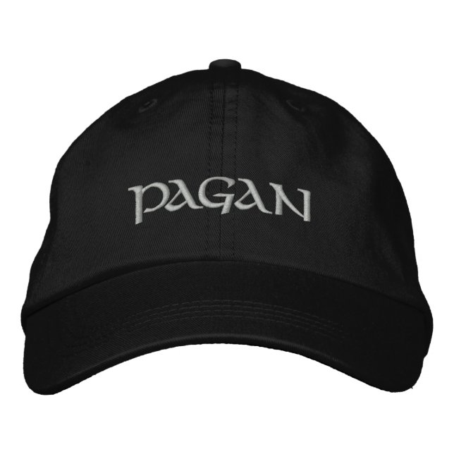 Pagan Embroidered Hat - Silver Letters (Front)