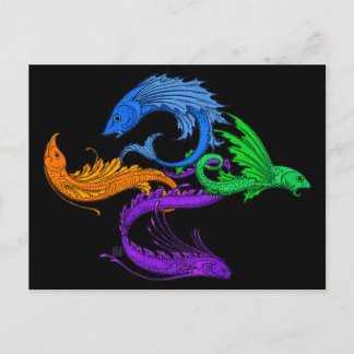 Pagan Flying Fish Earth Air Fire Water Postcard