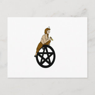 Pagan God Pan and Pentacle Postcard