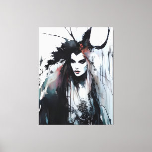 Pagan Goddess Black Ink Painting Canvas Print