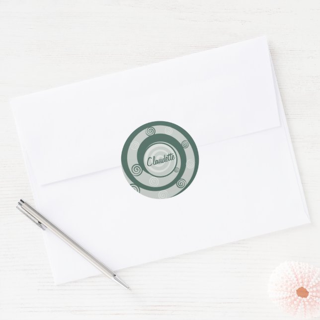 Pagan Goddess Spirals Green Personalised Classic Round Sticker (Envelope)