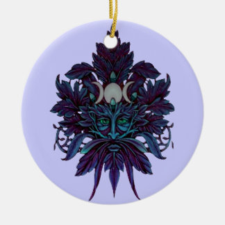 Pagan Green Man Triple Moon Wiccan God Ceramic Tree Decoration