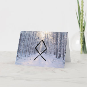 Pagan, Heathen Yule Holiday Card, Othala Rune Thank You Card