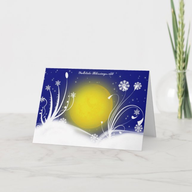 Pagan Moon Yuletide Blessings Card (Front)
