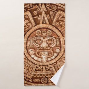 Pagan ornament of a tribe Maya texture Bath Towel