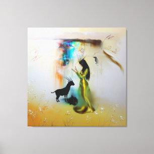 Pagan Priestess Raven Occult Dark Witchy AI Art Canvas Print
