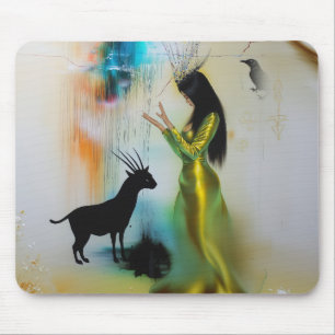 Pagan Priestess Raven Occult Dark Witchy AI Art Mouse Mat