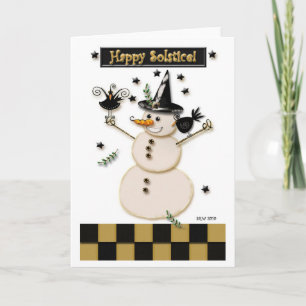 Pagan Prim Snowman & Laughing Crows Holiday Card