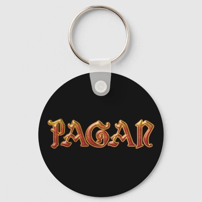 Pagan Red Flame Witch Wiccan Key Fob Keychain (Front)