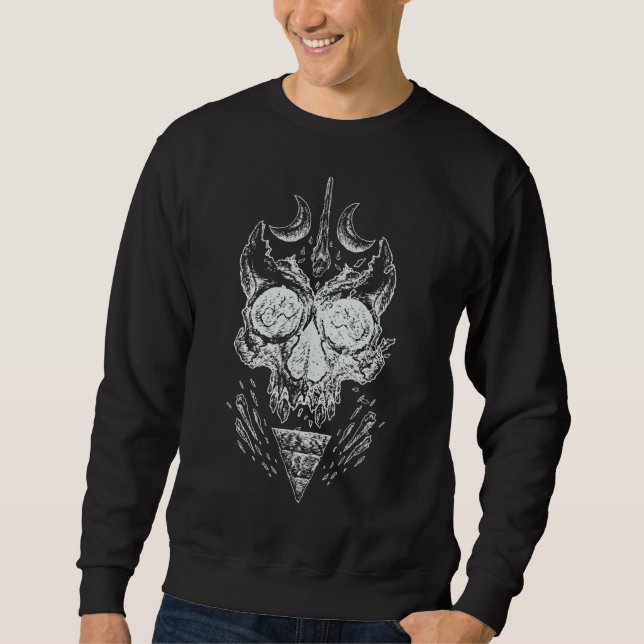 Pagan Skull Bones Goth Horror Skeleton Witch Magic Sweatshirt (Front)