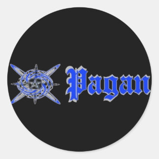 Pagan Star Blue Classic Round Sticker