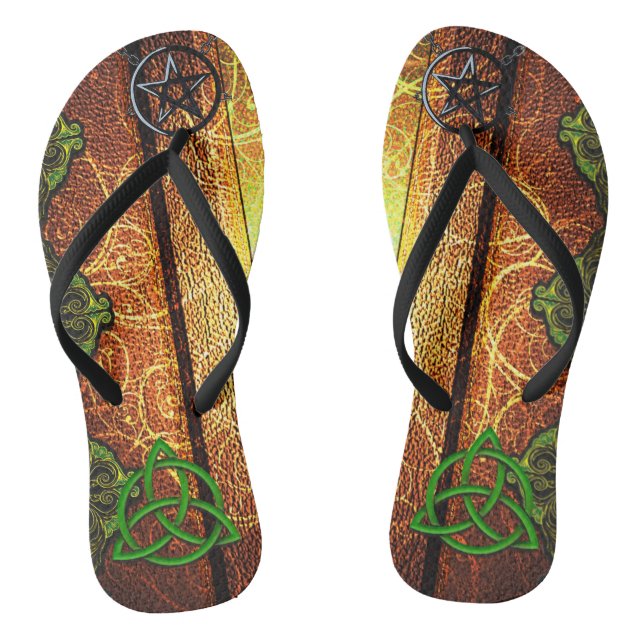 Pagan Tome Dark Magic Spells Wiccan & Witchcraft 1 Flip Flops (Footbed)