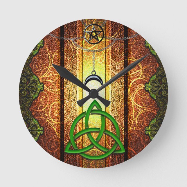 Pagan Tome Dark Magic Spells Wiccan & Witchcraft 1 Round Clock (Front)