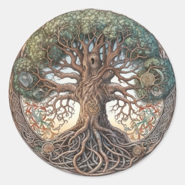 Pagan Tree of Life  Classic Round Sticker (Front)