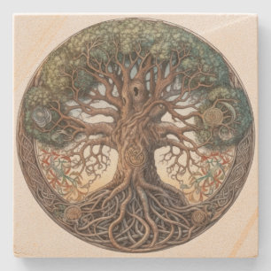 Pagan Tree of Life  Stone Coaster