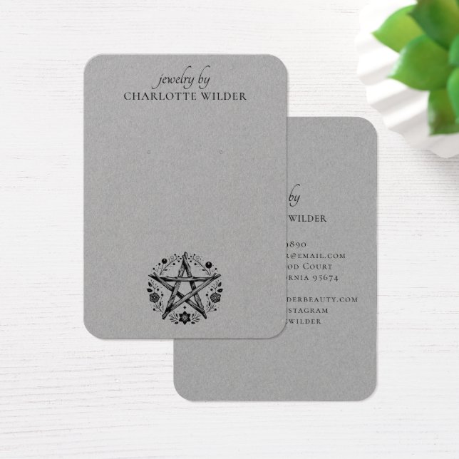 Pagan Wiccan Pentacle Jewellery Earring Grey (Desk)