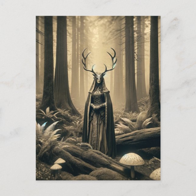Pagan Woman Elen of the Ways Sepia Postcard (Front)