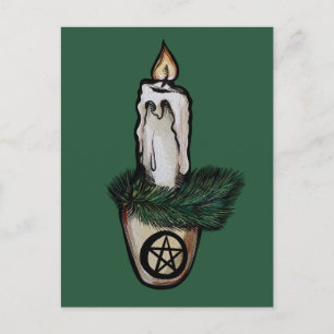 Pagan Yule Candle Postcard