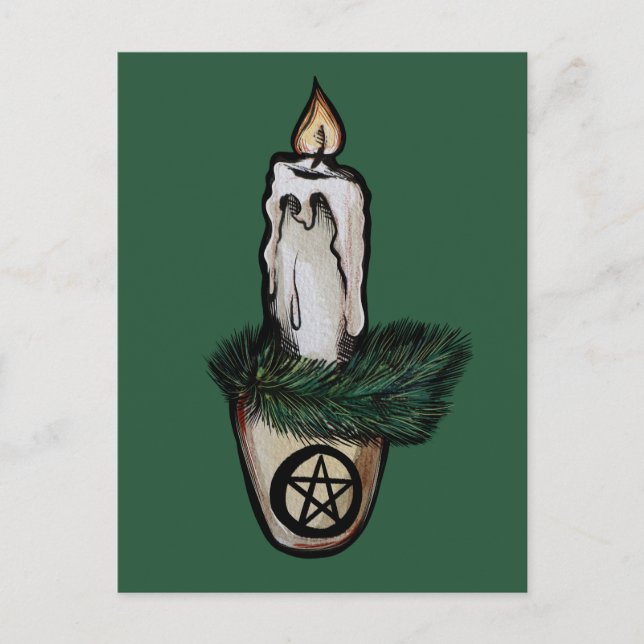 Pagan Yule Candle Postcard (Front)