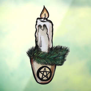 Pagan Yule Candle                          wicca w Window Cling