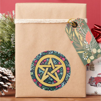 Pagan Yule Pentagram Classic Round Sticker