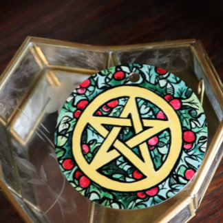 Pagan Yule Pentagram Metal Tree Decoration