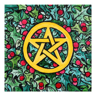 Pagan Yule Pentagram Photo Print