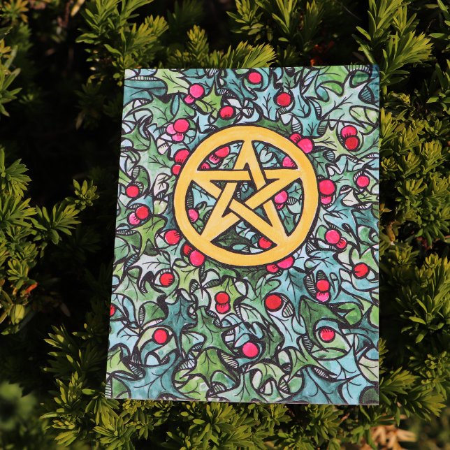 Pagan Yule Pentagram Postcard (Creator Uploaded)