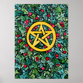 Pagan Yule Pentagram Poster