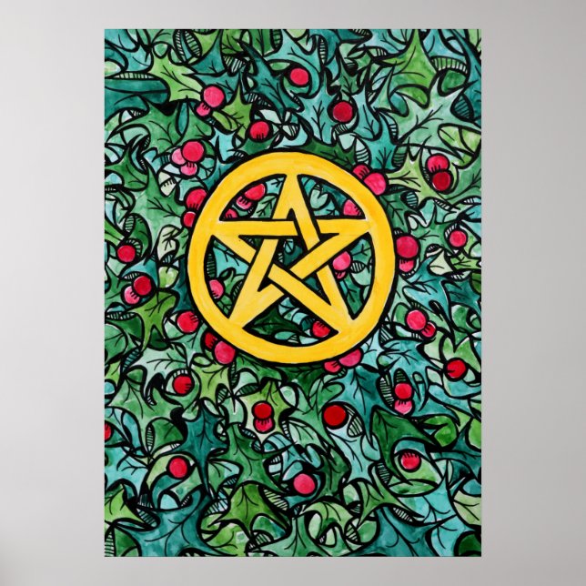 Pagan Yule Pentagram Poster (Front)