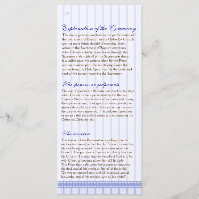 Page 2/5 Greek Orthodox Church Baptism Program Programme (Front)