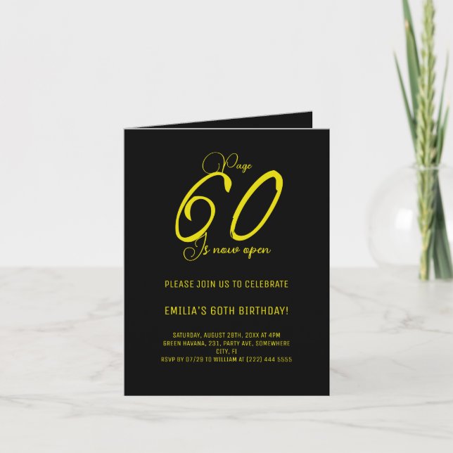 Page 60 | Modern Gold & Black 60th Birthday Party Invitation (Front)