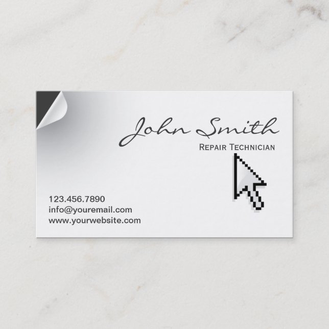 Page Curl Repair Technician Business Card (Front)