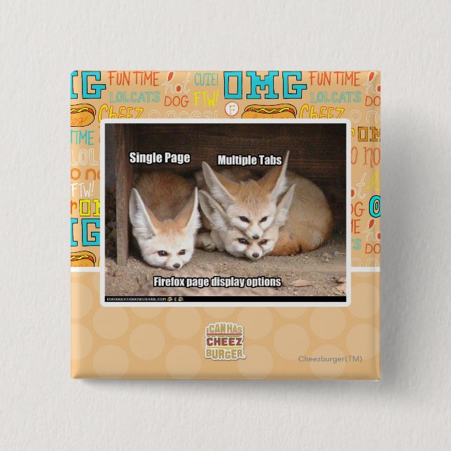 Page display options 15 cm square badge (Front)