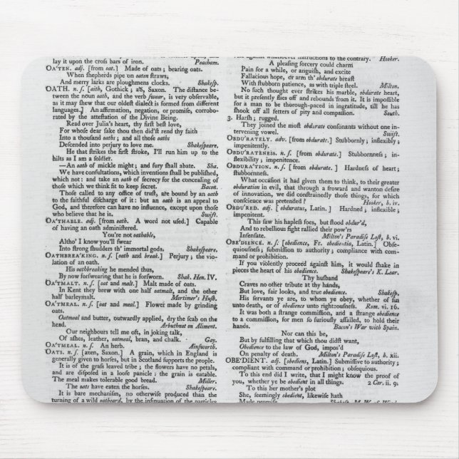 Page from a Dictionary Mouse Mat (Front)