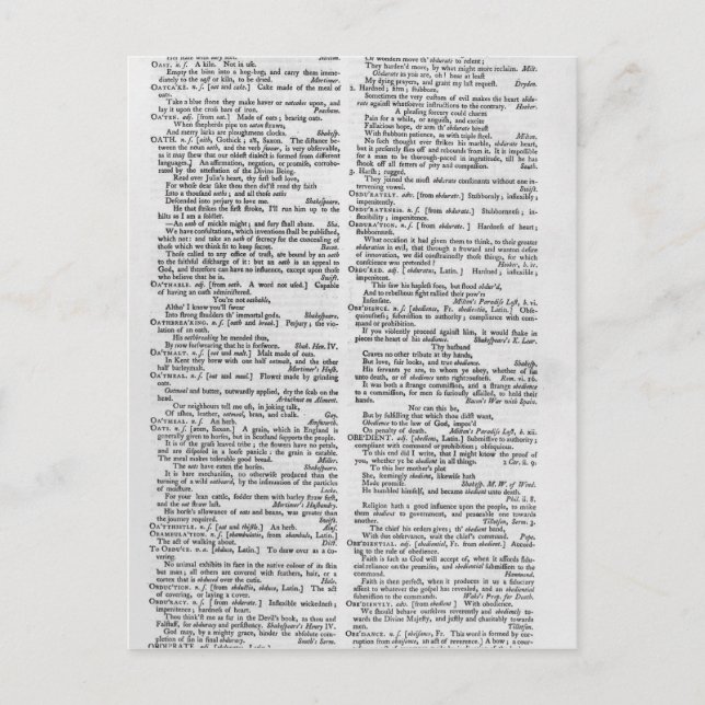 Page from a Dictionary Postcard (Front)