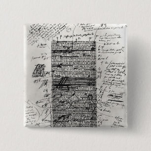 Page from one of Balzac's works 15 Cm Square Badge