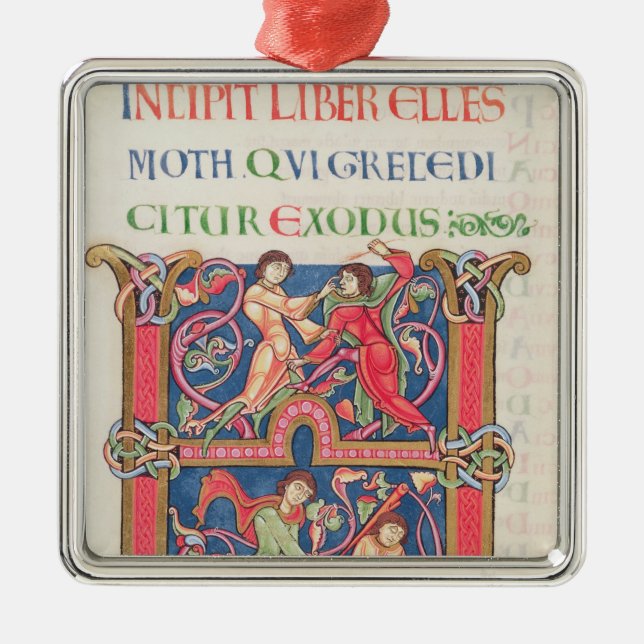 Page from the Winchester Bible, c.1150-80 Metal Tree Decoration (Front)