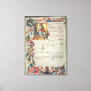 Page of musical notation with a historiated canvas print