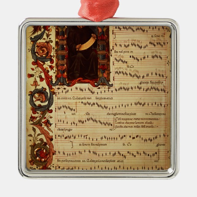 Page of Musical Notation with historiated Metal Tree Decoration (Front)