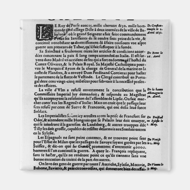 Page of text from 'La Gazette' Magnet (Front)