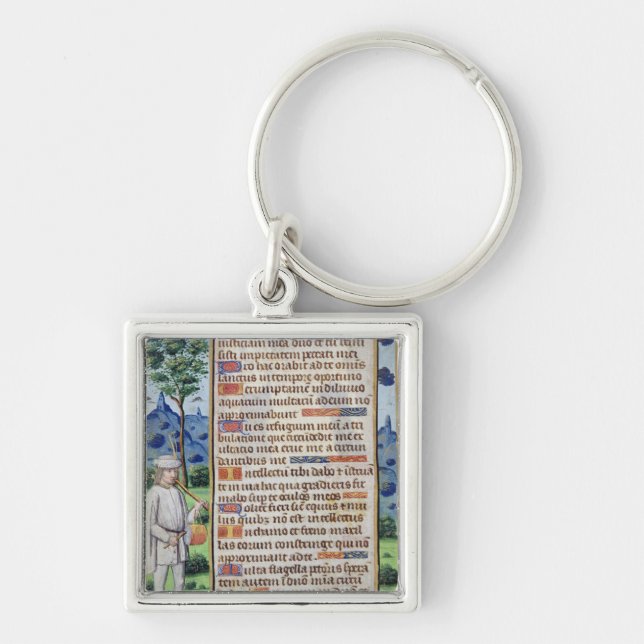 Page of text with a border detail of a key ring (Front)