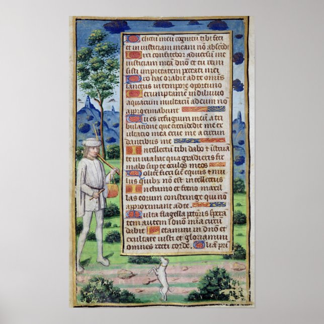 Page of text with a border detail of a poster (Front)