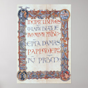 Page of text with a floriated border poster