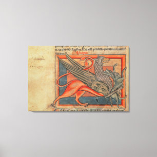 Page of text with an illustration of a griffin canvas print