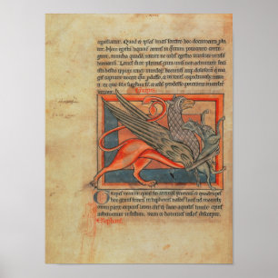 Page of text with an illustration of a griffin poster