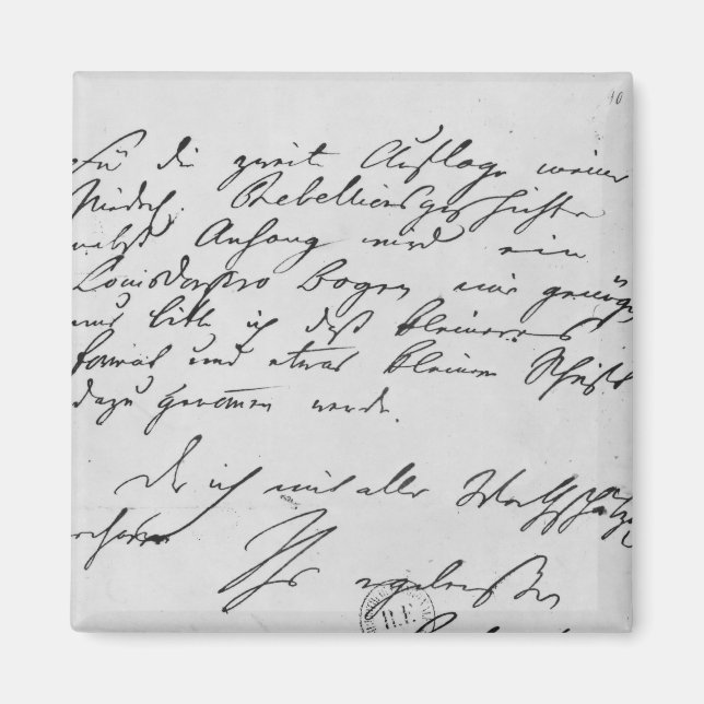 Page of text with his signature magnet (Front)